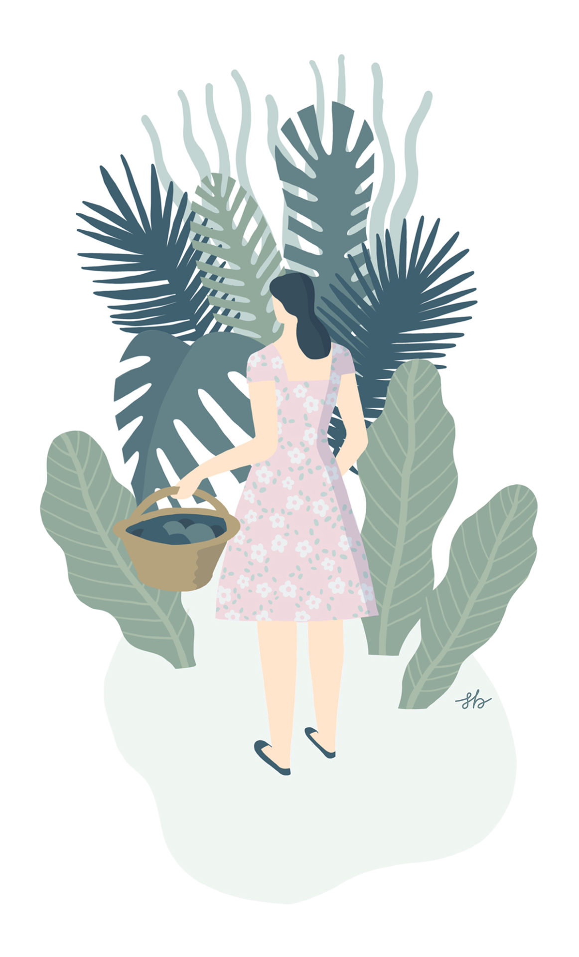 Illustrazione editoriale Plant Lady realizzata con Adobe Draw per iPad Pro © Silvia Bettini
